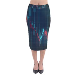 Flag Patterns On Forex Charts Velvet Midi Pencil Skirt by uniart180623