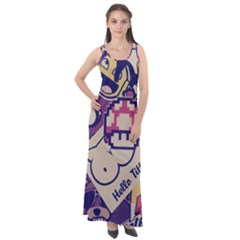 Retro Cartoon Titty Parody Sleeveless Velour Maxi Dress by uniart180623