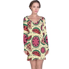 Watermelon Pattern Slices Fruit Long Sleeve Nightdress by uniart180623