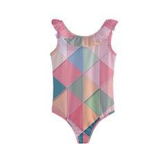 Background Geometric Triangle Kids  Frill Swimsuit by uniart180623