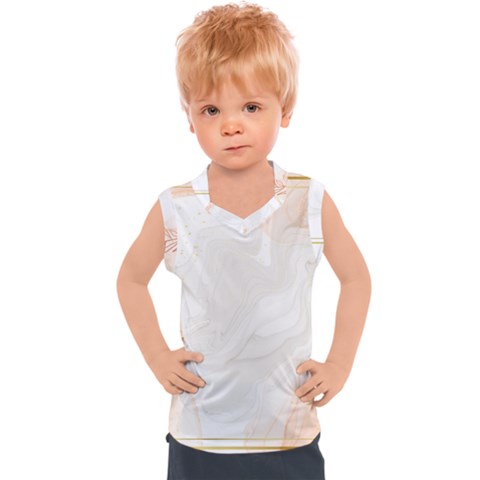 Leaves Marble Frame Background Kids  Sport Tank Top by uniart180623