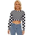 Black White Checker Pattern Checkerboard Lightweight Long Sleeve Sweatshirt View1