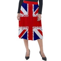 Union Jack London Flag Uk Classic Velour Midi Skirt  by Celenk