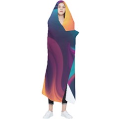 Abstract Colorful Waves Painting Wearable Blanket by Simbadda