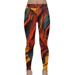 Abstract Colorful Waves Painting Art Classic Yoga Leggings by Simbadda