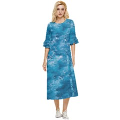 Blue Water Speech Therapy Double Cuff Midi Dress by artworkshop