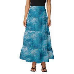 Blue Water Speech Therapy Tiered Ruffle Maxi Skirt by artworkshop