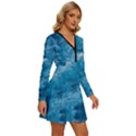 Blue Water Speech Therapy Long Sleeve Deep V Mini Dress  View3