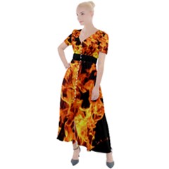 Live Coals Button Up Short Sleeve Maxi Dress by artworkshop