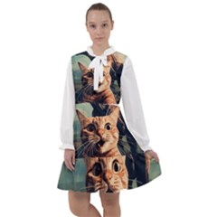 Crazy Cat Selfie Run Time Travel Can Be Dangerous Cat Love All Frills Chiffon Dress by shoopshirt