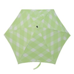 Lime Green And White Plaid Mini Folding Umbrella by Khoncepts