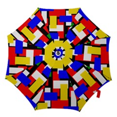 Red, Yellow, Black, Blue And Green Blocks Hook Handle Umbrella (medium) by Khoncepts