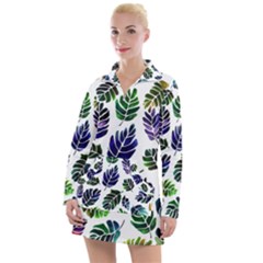 Leaves Watercolor Ornamental Decorative Design Women s Long Sleeve Casual Dress by Simbadda