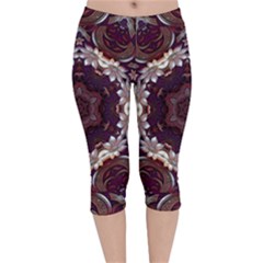 Rosette Kaleidoscope Mosaic Abstract Background Velvet Capri Leggings  by Simbadda