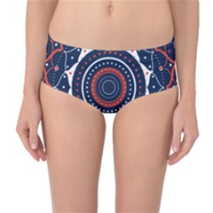 Mandala Orange Navy Mid-waist Bikini Bottoms by Simbadda