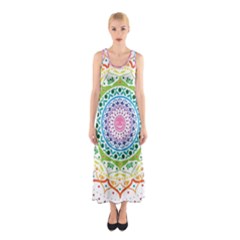 Mandala Pattern Rainbow Pride Sleeveless Maxi Dress by Simbadda