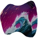 Tsunami Waves Ocean Sea Nautical Nature Water Unique Velour Head Support Cushion View4