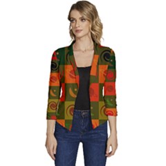 Space Pattern Multicolour Women s Casual 3/4 Sleeve Spring Jacket by Simbadda