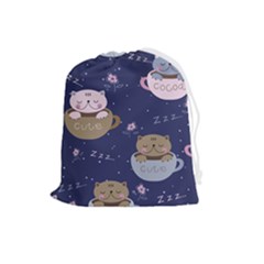 Cute Kittens Sleep Sweetly Mugs Drawstring Pouch (large) by Simbadda