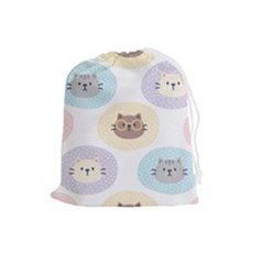 Cute Cat Seamless Pattern Background Drawstring Pouch (large) by Simbadda