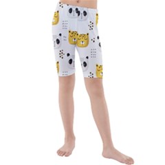 Seamless Pattern Cute Animals Kids  Mid Length Swim Shorts by Simbadda