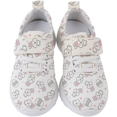 Cute Pattern With Easter Bunny Egg Kids  Velcro Strap Shoes by Simbadda