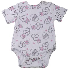 Cute Pattern With Easter Bunny Egg Baby Short Sleeve Bodysuit by Simbadda