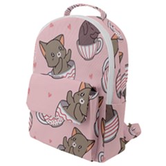 Seamless Pattern Adorable Cat Inside Cup Flap Pocket Backpack (small) by Simbadda