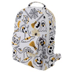 Funny Hand Drawn Halloween Pattern Flap Pocket Backpack (small) by Simbadda