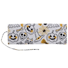 Funny Hand Drawn Halloween Pattern Roll Up Canvas Pencil Holder (m) by Simbadda