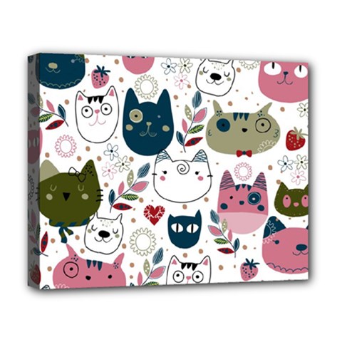 Pattern With Cute Cat Heads Deluxe Canvas 20  X 16  (stretched) by Simbadda