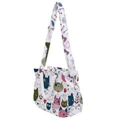 Pattern With Cute Cat Heads Rope Handles Shoulder Strap Bag by Simbadda