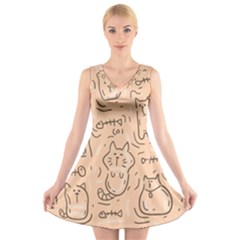 Cat Background V-neck Sleeveless Dress by Simbadda