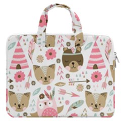 Pink Animals Pattern Macbook Pro 13  Double Pocket Laptop Bag by Simbadda