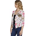 Pink Animals Pattern Women s Casual 3/4 Sleeve Spring Jacket View2