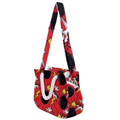 Pop Art Comic Pattern Bomb Boom Explosion Background Rope Handles Shoulder Strap Bag by Simbadda