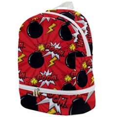 Pop Art Comic Pattern Bomb Boom Explosion Background Zip Bottom Backpack by Simbadda