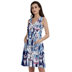 Dogs Seamless Pattern Sleeveless Dress With Pocket by Simbadda