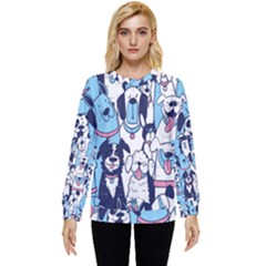 Dogs Seamless Pattern Hidden Pocket Sweatshirt by Simbadda