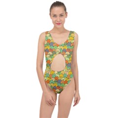 Seamless Pattern With Doodle Bunny Center Cut Out Swimsuit by Simbadda