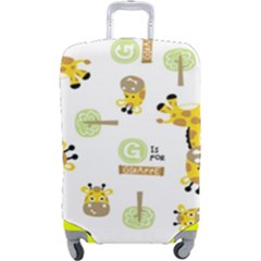 Vector Pattern With Cute Giraffe Cartoon Luggage Cover (large) by Simbadda