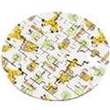 Vector Pattern With Cute Giraffe Cartoon Wooden Puzzle Round View2