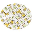 Vector Pattern With Cute Giraffe Cartoon Wooden Puzzle Round View3