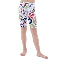 Animals Pattern Kids  Mid Length Swim Shorts by Simbadda