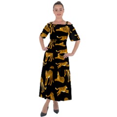 Seamless Exotic Pattern With Tigers Shoulder Straps Boho Maxi Dress  by Simbadda