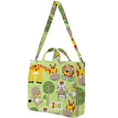 Funny Animals Cartoon Square Shoulder Tote Bag by Simbadda