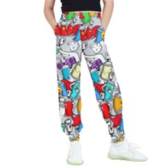 Graffiti Characters Seamless Pattern Kids  Joggers by Simbadda