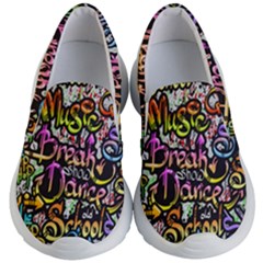 Graffiti Word Seamless Pattern Kids Lightweight Slip Ons by Simbadda