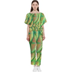 Beautiful Peacock Batwing Lightweight Chiffon Jumpsuit by Simbadda