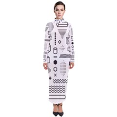 Pattern Hipster Abstract Form Geometric Line Variety Shapes Polkadots Fashion Style Seamless Turtleneck Maxi Dress by Simbadda